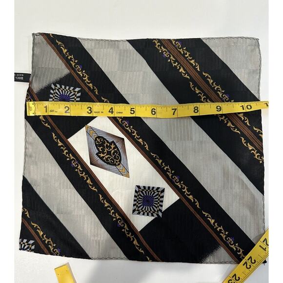 10” Satin 100% Silk Pocket Square, Hanky, handkerchief, Black And Tan Hand Roll - Picture 7 of 8